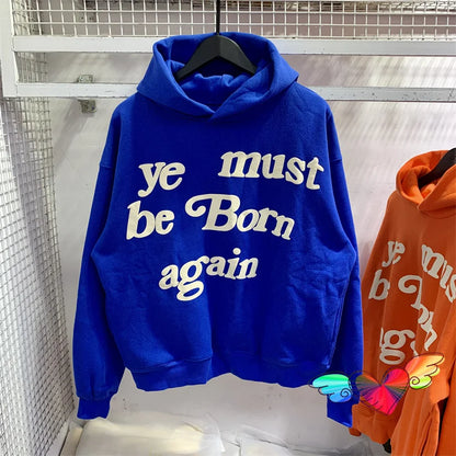 sanyamk Puff Print Kanye West Hoody Men Women 1:1 Pink Ye Must Be Born Again Hoodie Oversize Fit Pullovers CPFM Sweatshirts