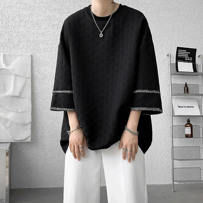 Bonsir Men Short Sleeve T Shirt Oversized Summer Fashion Japanese Casual Streetwear Top Tees