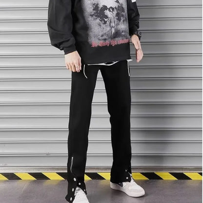 sanyamk Straight Jeans Men Harajuku Black Basic All-match Boyfriend Gothic Punk Style American Soft  Males Clothing Bottoms New