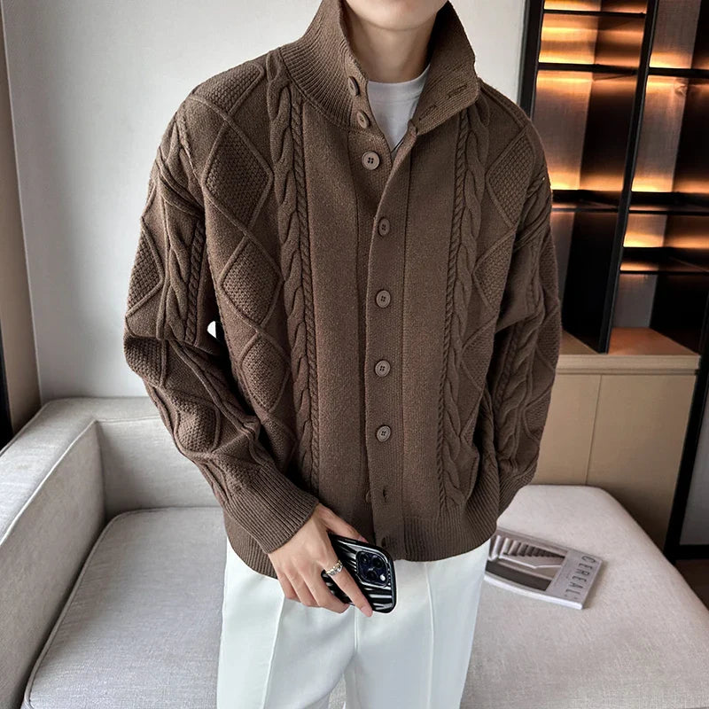 sanyamk Winter Sweater Cardigan Men Warm Fashion Retro Knit Sweater Jacket Men Korean Loose Cardigan Sweater Mens Jumper Clothes M-3XL