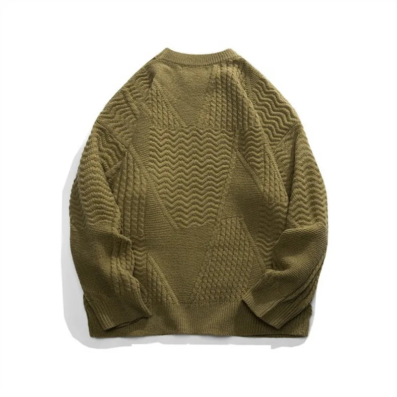 sanyamk  -  Vintage Style Men's Sweaters Knitted Twist Long Sleeve Pullovers Outwear Fashion Oversize Streetwear Jumper for Man Plus Size
