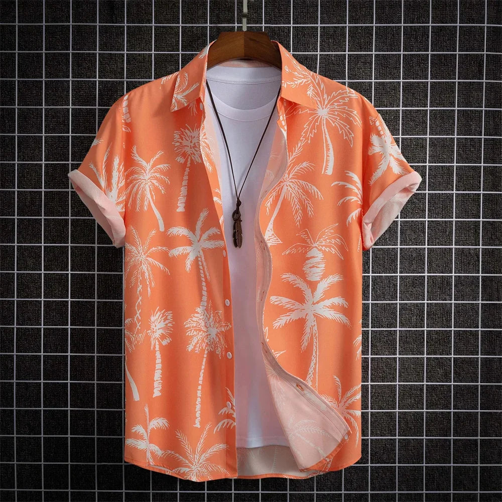 sanyamk Summer Hawaiian Beach Men's Shirt 3D Printing Casual Clothing Oversized Short Sleeve Shirts for Men Street Fashion Tops