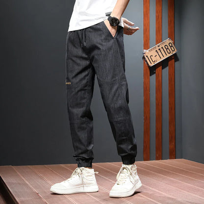 Bonsir Spring Summer Personality Y2K Harem Pants Men Elastic Waist Ankle Length Pant Thin Joggers Cargo Trousers Male Size 28-38