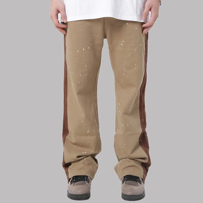 Bonsir High Street Side Patchwork Khaki Cotton Baggy Men Cargo Jeans Pants New Fashion Hip Hop Casual Straight Long Trousers Pantalones