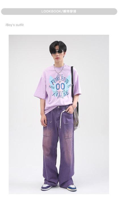 sanyamk Purple Jeans Men Casual Korean Streetwear Fashion Hip Hop Vintage Denim Jeans Trousers Man Women Straight Long Jeans Pants