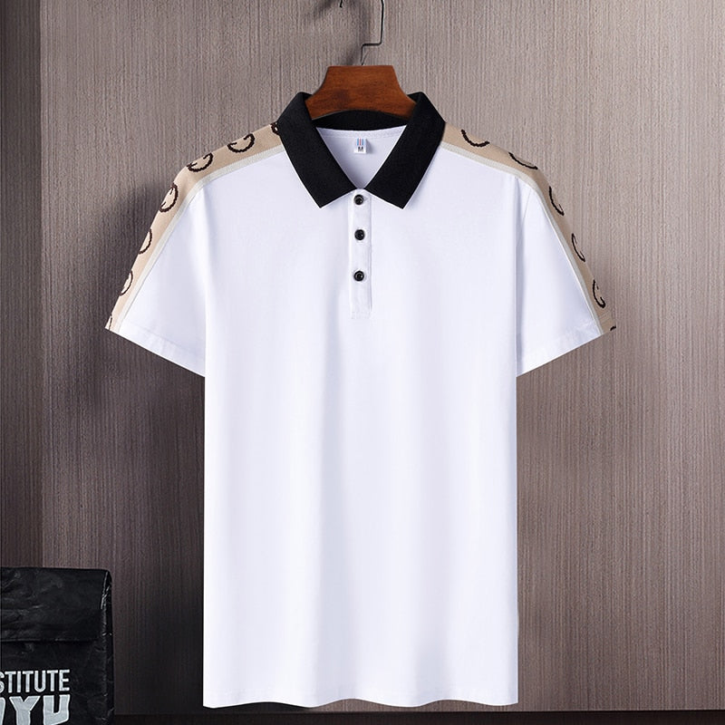 sanyamk Korea Style Solid 2022 Brand Fashion Black White Polo Shirts Short Sleeve Men's Summer Breathable Tops Tee Oversize 6XL 7XL 8XL