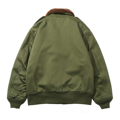 Bonsir Winter Men Vintage Bomber Jacket Army Green Warm Fur Collar Fleece Thicken Outdoor Casual Loose Zipper Pockets Male Cotton Coats