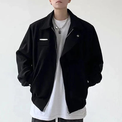 sanyamk Mens Y2k Trendy Irregular Casual Jacket Autumn Genderless Korean Version Solid Color Fashion Functional Pilot Jacket Unisex