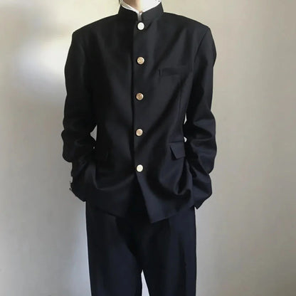 sanyamk Japanese College Uniform Jacket Stand-up Collar Suit Jacket Top Men's Spring Summer College Wind Trend Men Coat School Uniform