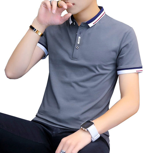 sanyamk 2022 summer casual polo shirt men short sleeve turn down collar slim fit sold color polo shirt for men plus size