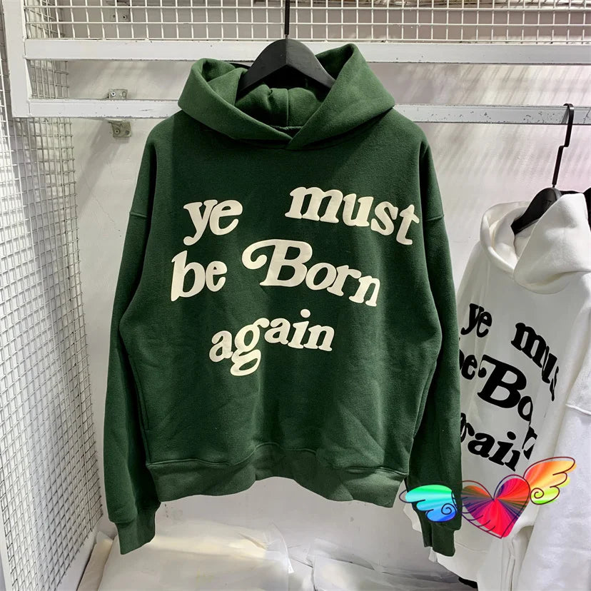 sanyamk Puff Print Kanye West Hoody Men Women 1:1 Pink Ye Must Be Born Again Hoodie Oversize Fit Pullovers CPFM Sweatshirts