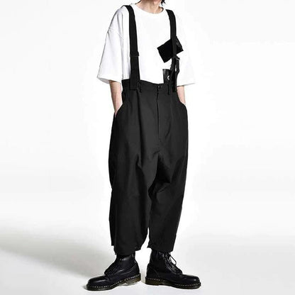 sanyamk Men's Spring Autumn Wide Leg Pants Overalls Loose Casual Trousers Large Size Suspenders Japanese Dark Y2k Genderless Jumpsuit