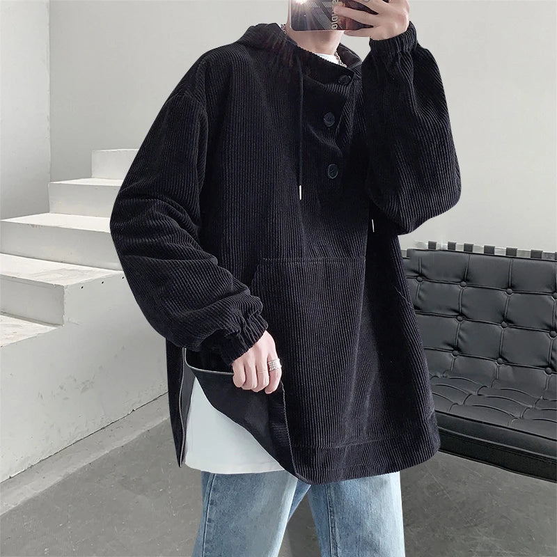 sanyamk  -   Y2k Corduroy Harajuku Hoodies Streetwear Korean Fashion Hooded Hoodie Pocket Casual Oversized Sweatshirts