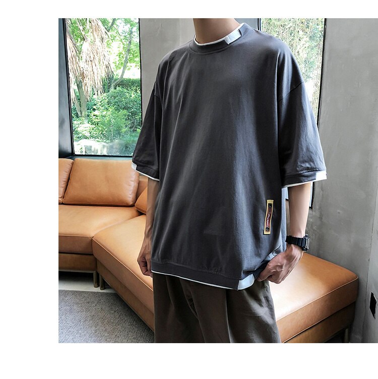 Bonsir Summer Mens T Shirt Oversize Cotton 5XL New Casual Solid color Japanese Harajuku Tee Shirts Man Streetwear Big Size Unisex Top