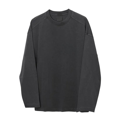 sanyamk  -  Solid Color Men's Tees Round Collae Long Sleeve Casual Menwear Pullover Korean Style Male T-shirts Simple New Autumn 9C7799