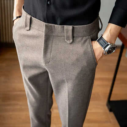 Bonsir Autumn Winter Woolen Business Dress Pants Men High Quality Streetwear Casual Long Trousers Formal Social Suit Pants L72