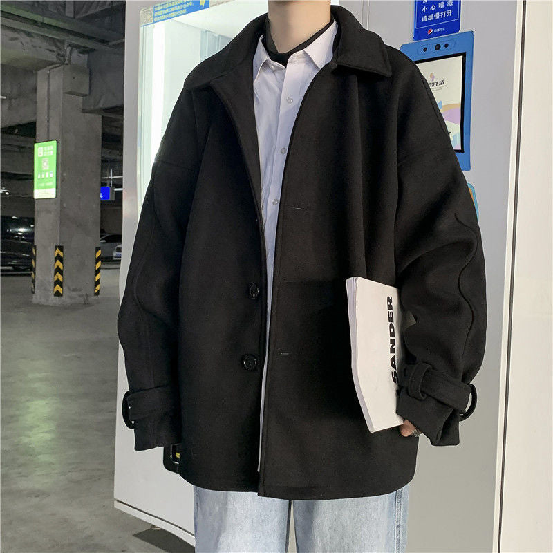 Bonsir Fashion Men's woolen Coats Solid Color Single Breasted Lapel Long Coat Jacket Casual Overcoat Casual Trench Autumn and Winter