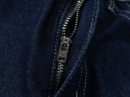 Bonsir Harajuku Solid Color Multi-pockets Jeans Pants Men and Women Straight Cargo Pants Washed Streetwear Baggy Casual Denim Trousers