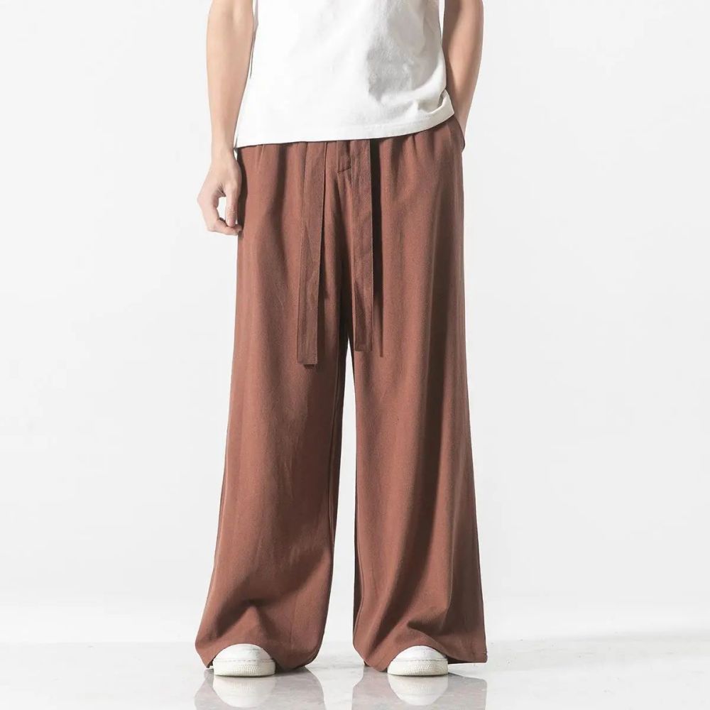 sanyamk Cotton Linen Vintage Men’s Harem Pants Harajuku Oversized Casual Man Wide Leg Pants Loose High Quality Men Trousers Jogger Pants