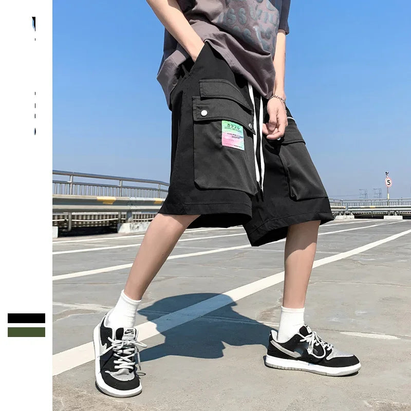 sanyamk  -  Summer Big Pockets Mens Cargo Shorts High Street Streetwear Straight Bermuda Masculina