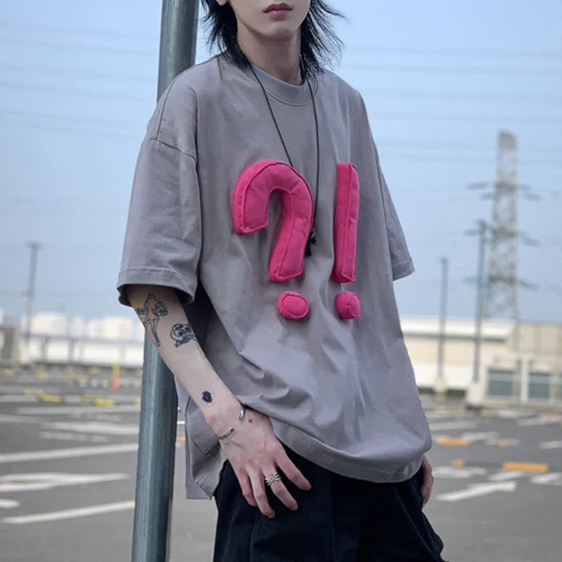 sanyamk  -   Men's T-shirts Casual Splicing Contrast Color Symbol Design Short Sleeve Loose Male Clothing New Summer Chic 2024 9C6600