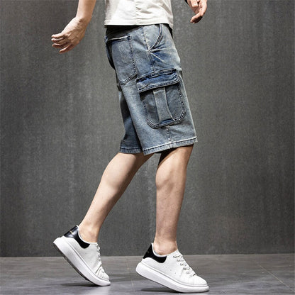 Bonsir Plus Szie 44 Denim Shorts Men Summer Jeans Shorts Baggy Cargo Shorts Fashion Streetwear Short Pants Male Big Size