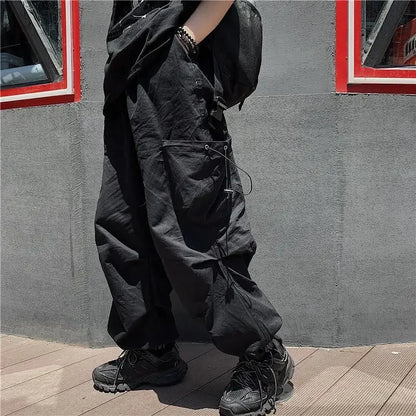 sanyamk Techwear Cargo Pants for Men Black Trousers Male Jogging Korean Casual Japanese Streetwear Hip Hop Safari Style Pocket