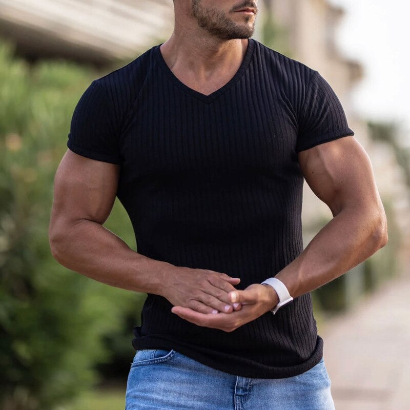 Bonsir T shirt Men Summer Gyms Bodybuilding Training T-shirt Casual Man Slim Short Sleeve Streetwear Hip-Hop Tees Tops Fitness Clothing