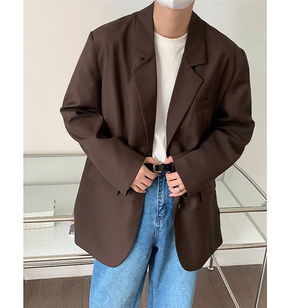 sanyamk Men's High-quality Casual Suit Jackets Formal Western-style Clothes Loose Black/brown/green Blazers Business Coats S-XL