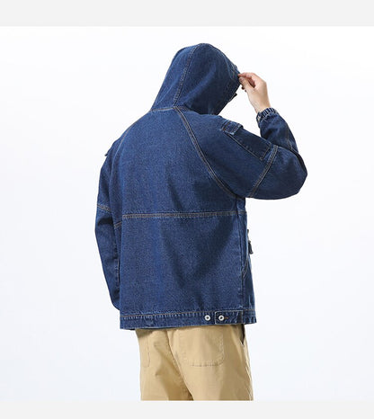 sanyamk spring new hooded sports casual sweater 100% cotton loose Korean style stitching denim jacket jacket brand men's clothing