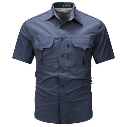 sanyamk Summer Men Short Sleeve Shirt Men Breathable Tactical Work Shirt Tops Outdoor Casual Quick Dry Multi-pocket Camping Cargo Shirts