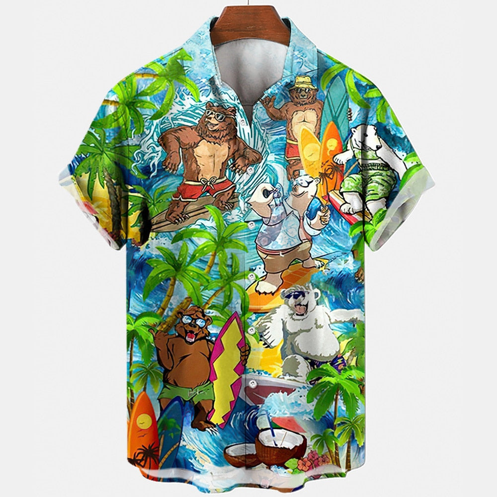 sanyamk Hawaiian Vintage Men's Shirts New Leisure Fashion Summer Holiday Beach Men Manga Street Style Social Clothing Verano Shirt S-5XL