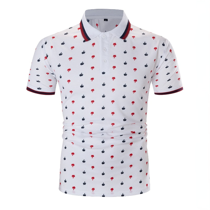 sanyamk Mens Polo Shirts Fashion Casual Printed Lapel Short Sleeve White POLO Shirt Golf Loose Comfortable Male Tops Summer 2022 New