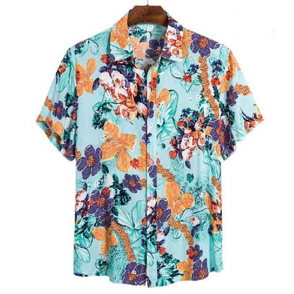 sanyamk Summer Men For Shirt Holiday Fashion Beach Dot Print Short Sleeve Tops Aloha Clothing Streetwear Mens Hawaiian Shirts 5XL