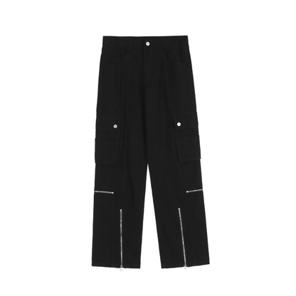 Bonsir Cargo Pants Men Zipper Oversize Wide Leg Trousers Male Streetwear Hip Hop Casual Korean Japanese Pocket Safari Style