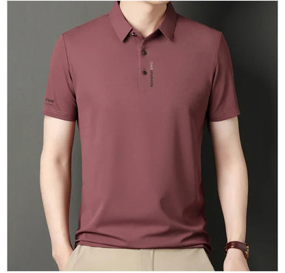 sanyamk Men Summer Short Sleeved POLO Shirts Top Popular Polo Collar Waffle Short Sleeve High Quality T-shirt