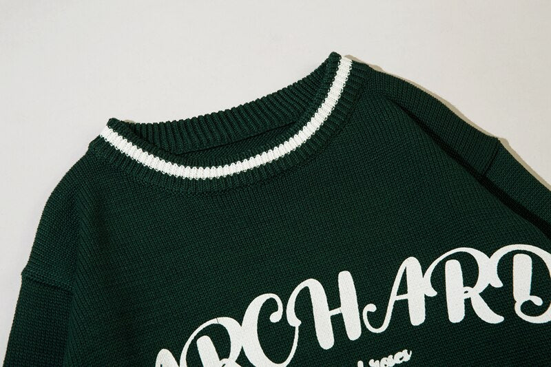 sanyamk Hip Hop Color Match Striped Letter Patchwork Pullover Sweaters Men and Women Crew Neck Harakjuku Retro Baggy Knitted Clothes