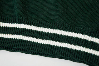 Bonsir Hip Hop Color Match Striped Letter Patchwork Pullover Sweaters Men and Women Crew Neck Harakjuku Retro Baggy Knitted Clothes