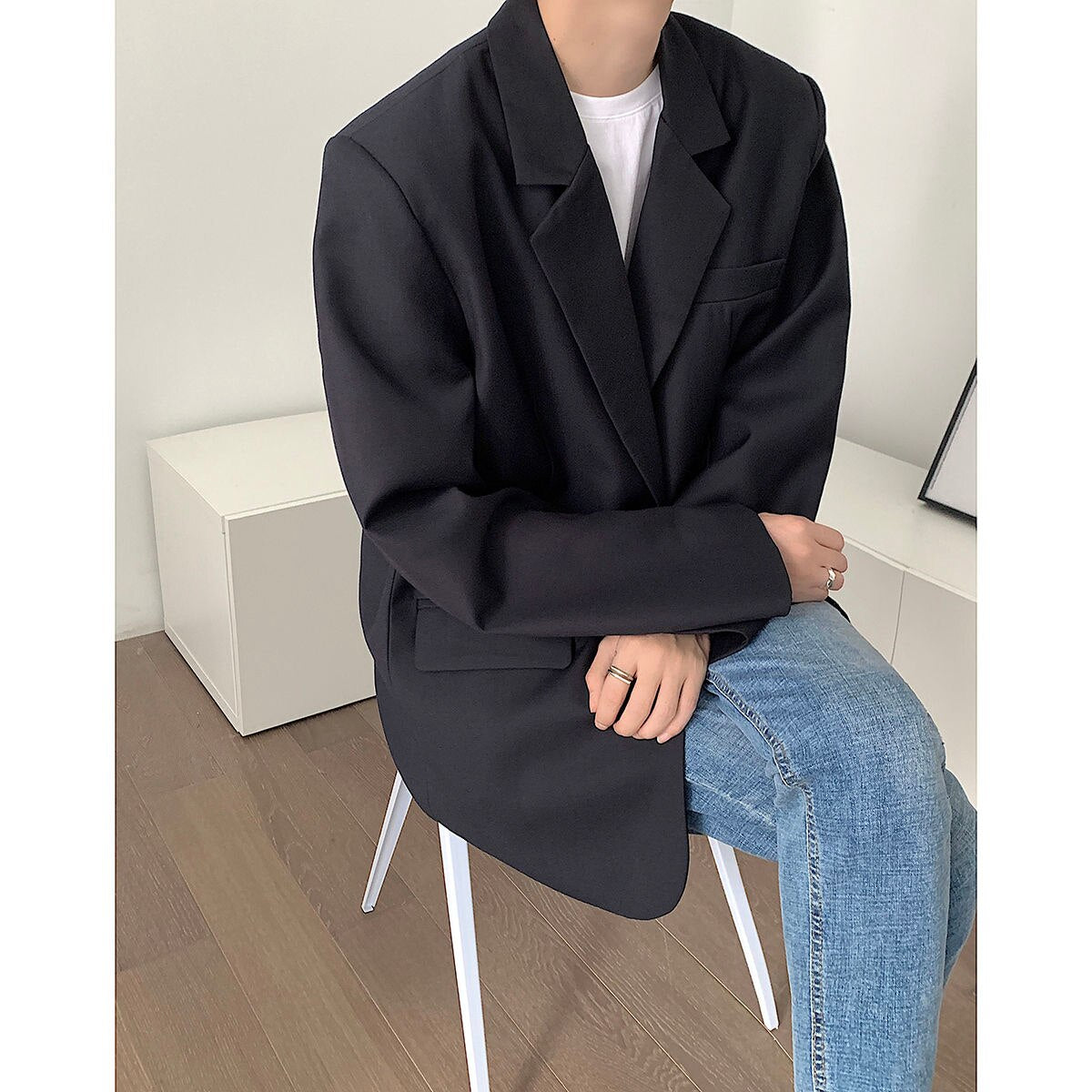 sanyamk Men's High-quality Casual Suit Jackets Formal Western-style Clothes Loose Black/brown/green Blazers Business Coats S-XL
