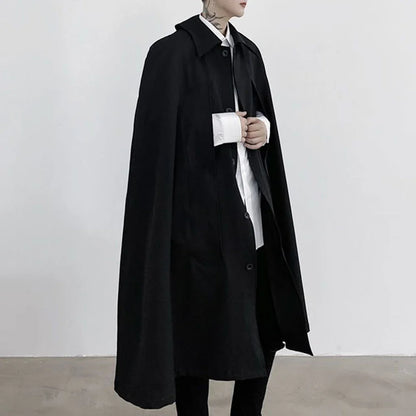 sanyamk Mens Dark Style Sleeveless Mid-Length Cape Cloak Autumn And Winter Genderless Japanese Fashion Retro Loose Cape Coat Unisex