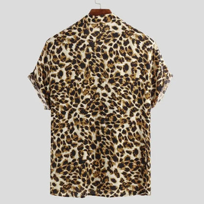 sanyamk New Leopard Print Men's Trend Shirt Blouse