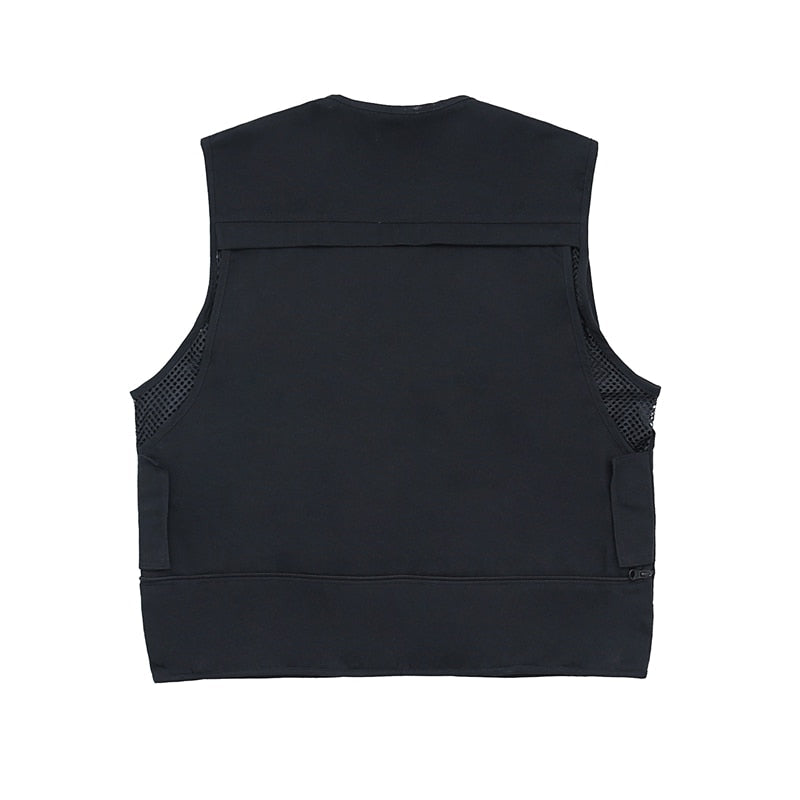 sanyamk High Street Multi-pockets Sleeveless  Zipper Jackets for Male and Female Retro V Neck Oversized Autumn Tank Tops Loose Vest