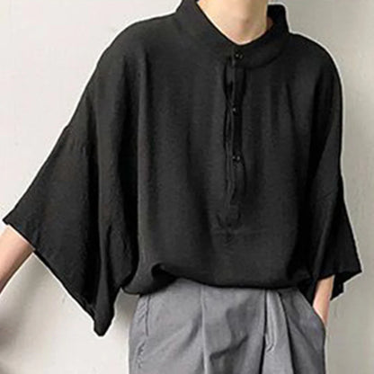 Bonsir Summer Oversize Shirt Men's Fashion Dolman Sleeves Tops Casual Shirts Streetwear Korean Loose Short Sleeve Tee Shirts Pullover