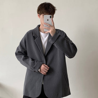 Bonsir Spring New Men Casual Blazers Solid Color Streetwear Male Suit Coats Fashion Design Unisex Loose Jackets