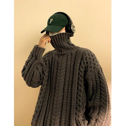 Bonsir Autumn Winter Thicken Women's Turtleneck Sweater Loose Fashion Knitted Pullovers Solid Color Female Warm Jumper New