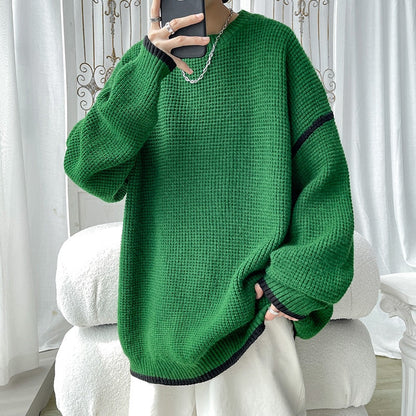 Bonsir Harajuku Casual Men Sweaters Streetwear Round Neck Winter Man Oversized Knitted Pullovers Korean Unisex Versatile Tops