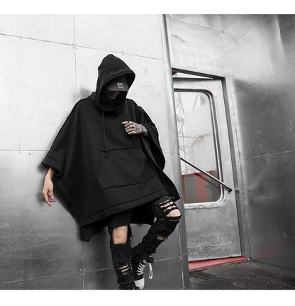 sanyamk Techwear Black Oversized Hoodies Sweatshirt Baggy Trench Coat Anorak Men Goth Punk Japanese Streetwear Hip Hop Gothic