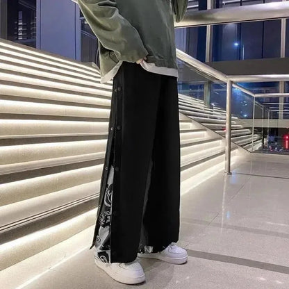 sanyamk Solid Long Pants Men's Fashion Casual Pants Man Spring Summer Fall Loose Pleated Suit Pants Original Trendy Design LGBT Clothing