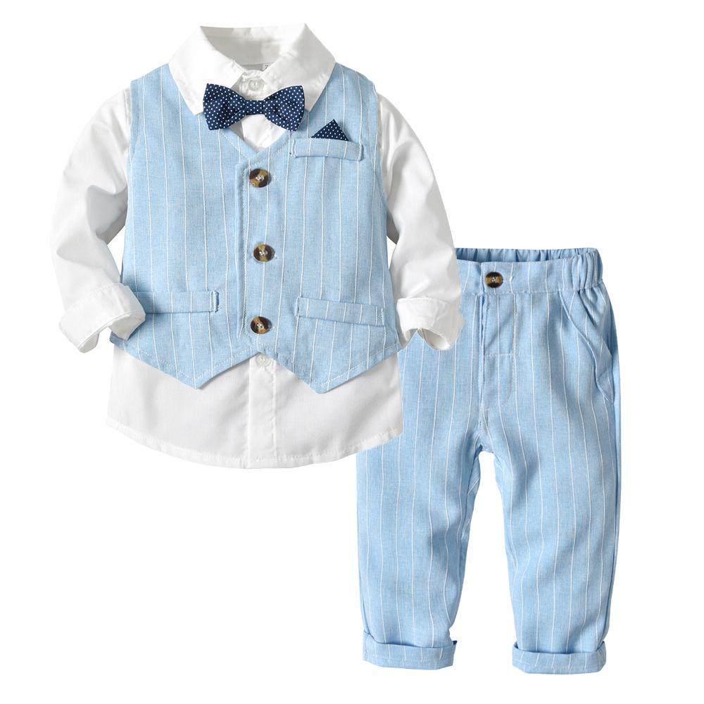 sanyamk Boy Suit Dress Long Sleeve Shirt Vest Trousers Gentleman Bow Tie Gentleman Suit Four Piece Set Of Boy Treasure