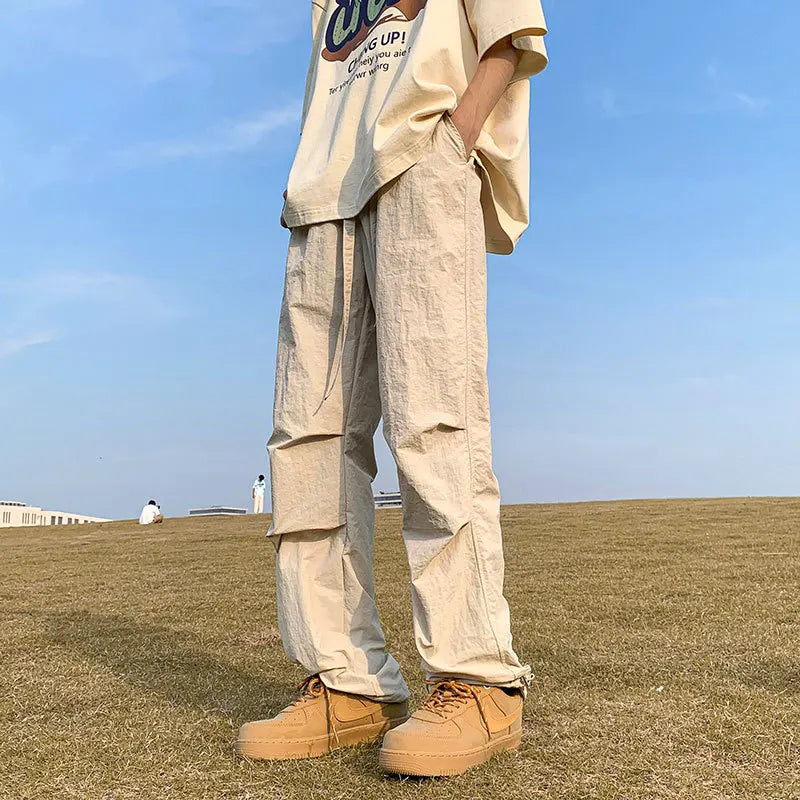 sanyamk Summer Cargo Pants Men Black Wide Cargo Trousers Male Green Casual Loose Japanese Korean Streetwear Hip Hop Safari Style